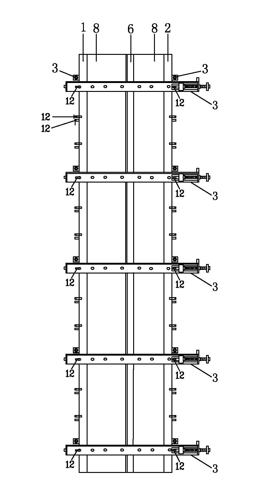 Locking pull rod structure of cylindrical die strengthening device