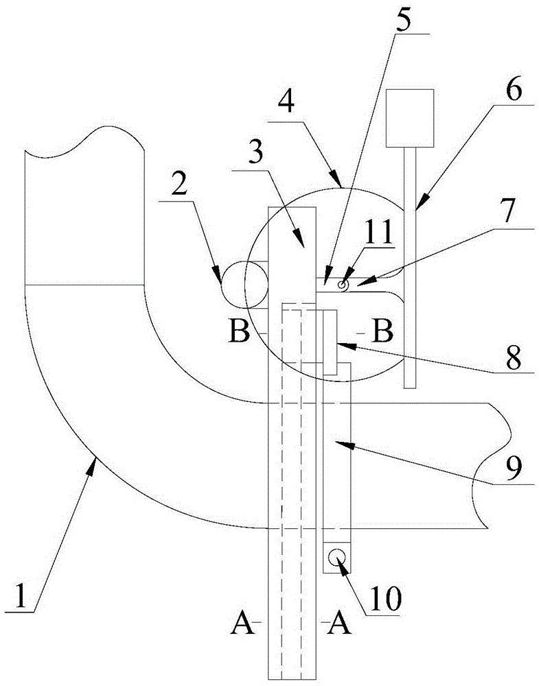 Oil field fracturing elbow defect detection device and test method