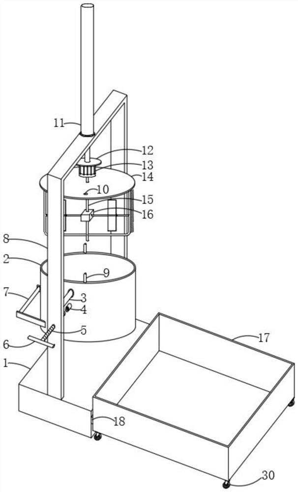 Stirring and mixing device used for sheep feed processing, and mixing method for stirring and mixing device