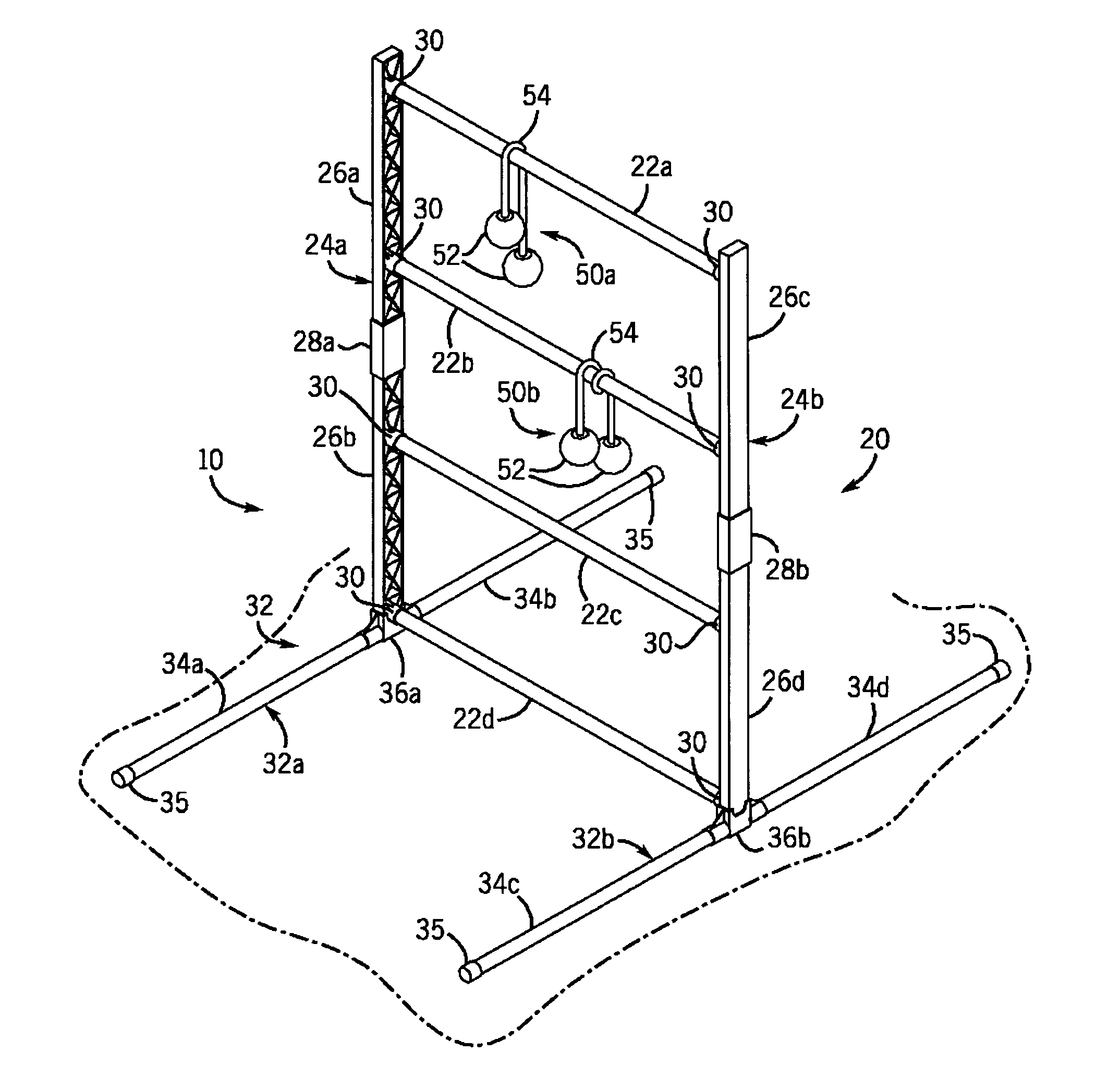 Equipment system for use in a ball throwing game