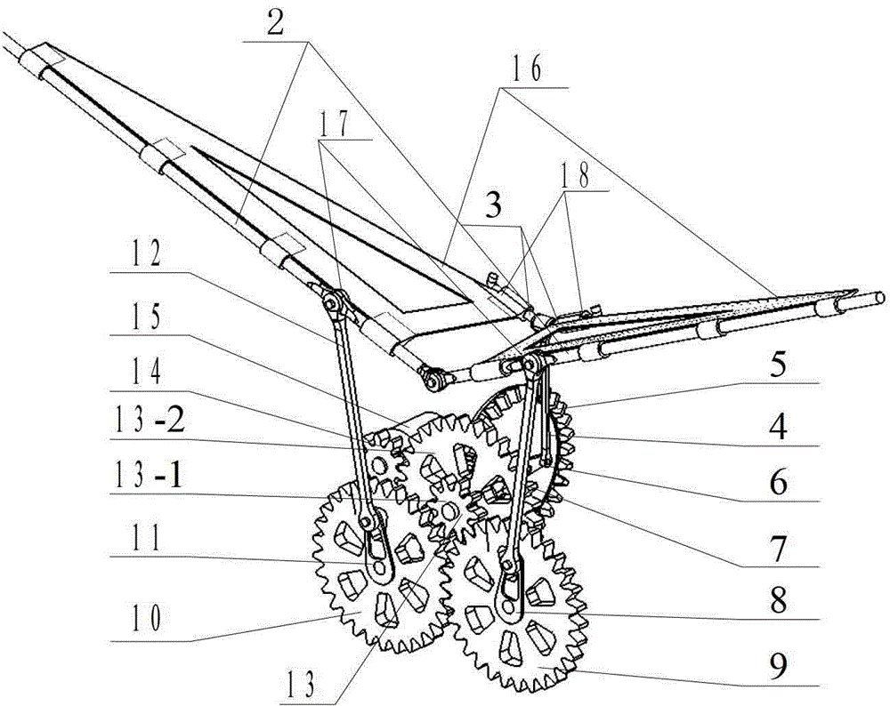 A flapping device for realizing wing flapping and wing surface active twisting