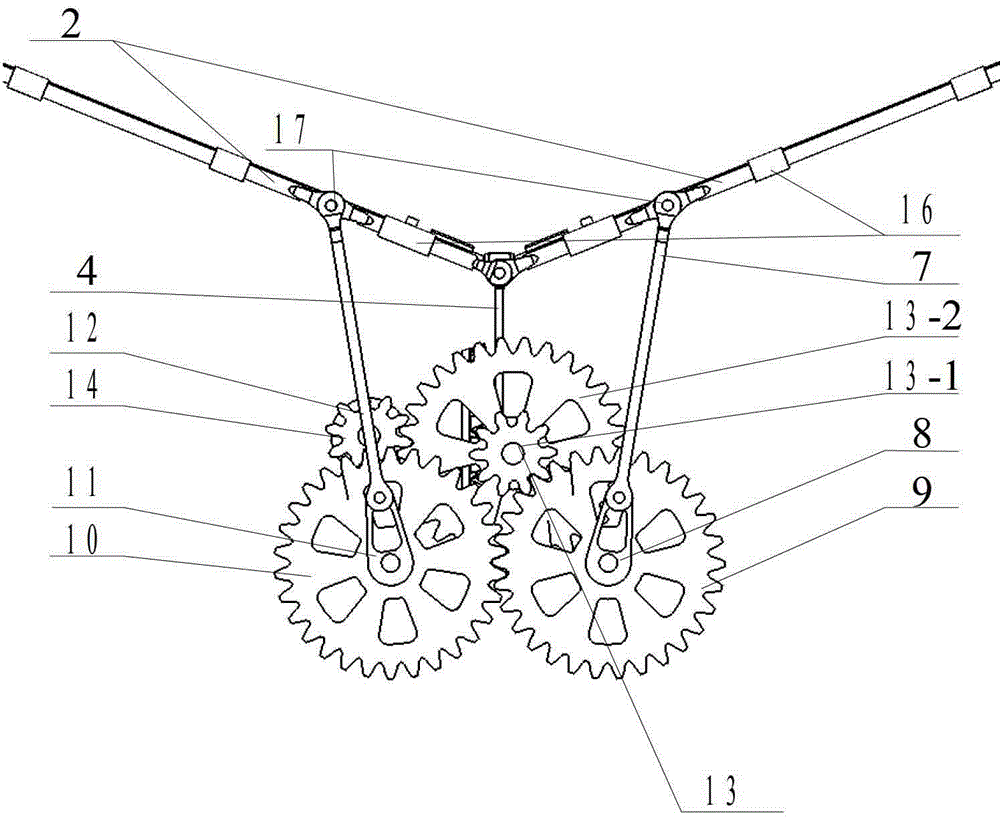 A flapping device for realizing wing flapping and wing surface active twisting