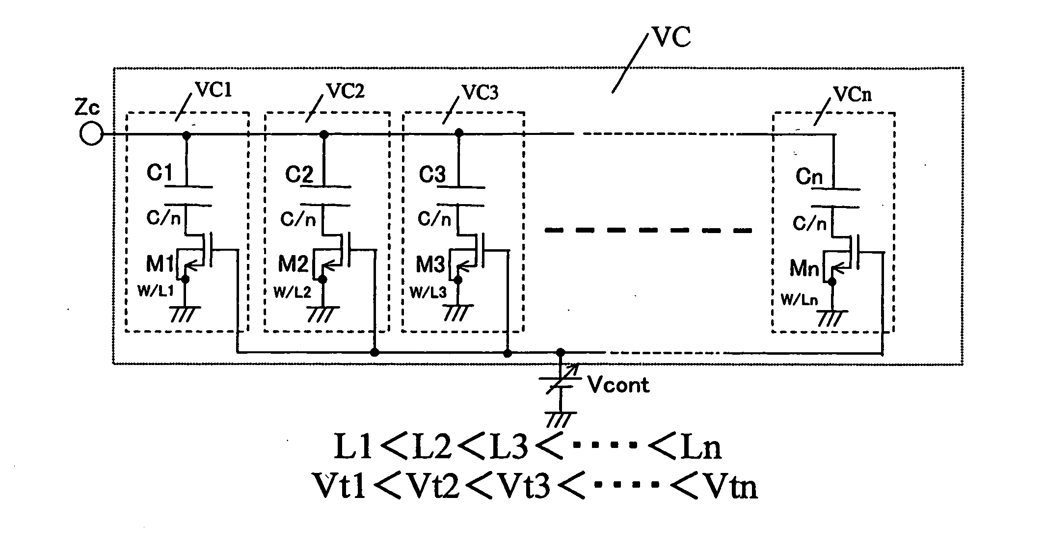 Voltage controlled variable capacitor