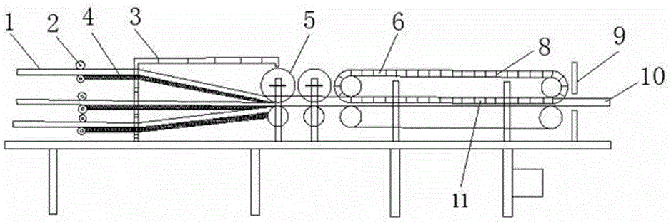 Hard cotton pillow core continuous and automatic production line and processing method thereof