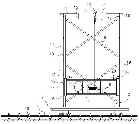 Longitudinal and transverse rail type combined lifting construction elevator