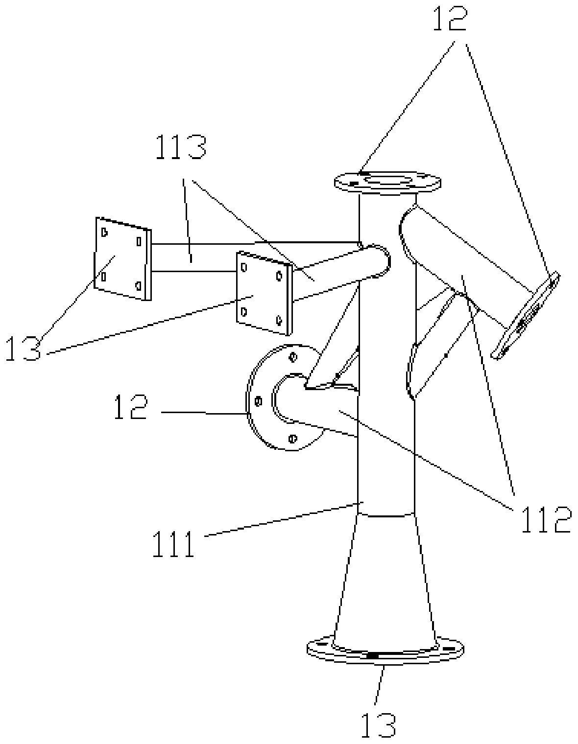 A three-flywheel integrated layout device and its installation and adjustment method