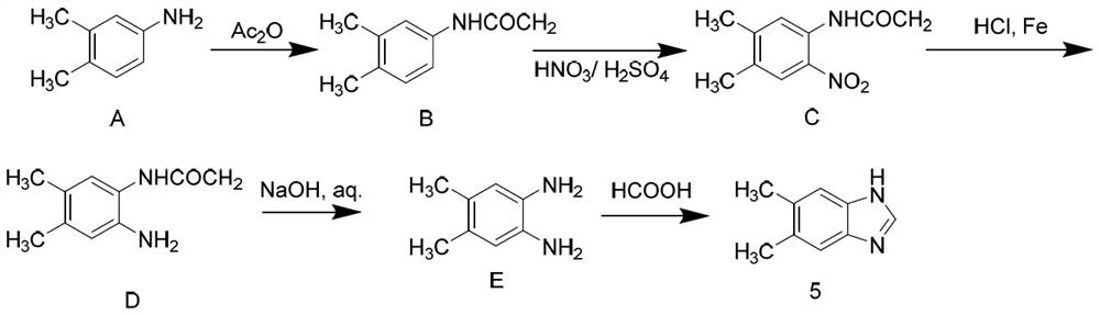 Preparation method of 5, 6-dimethylbenzimidazole