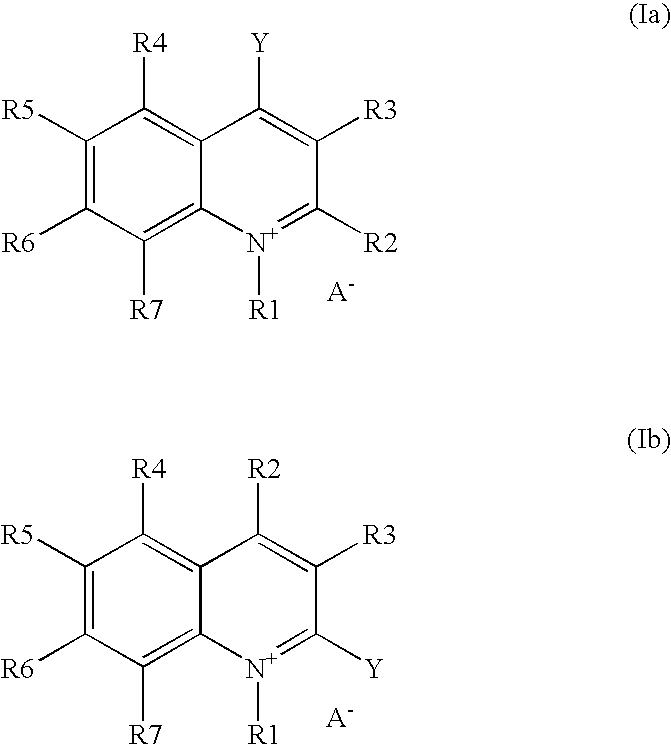 Dye compositions containing quinolinium salts