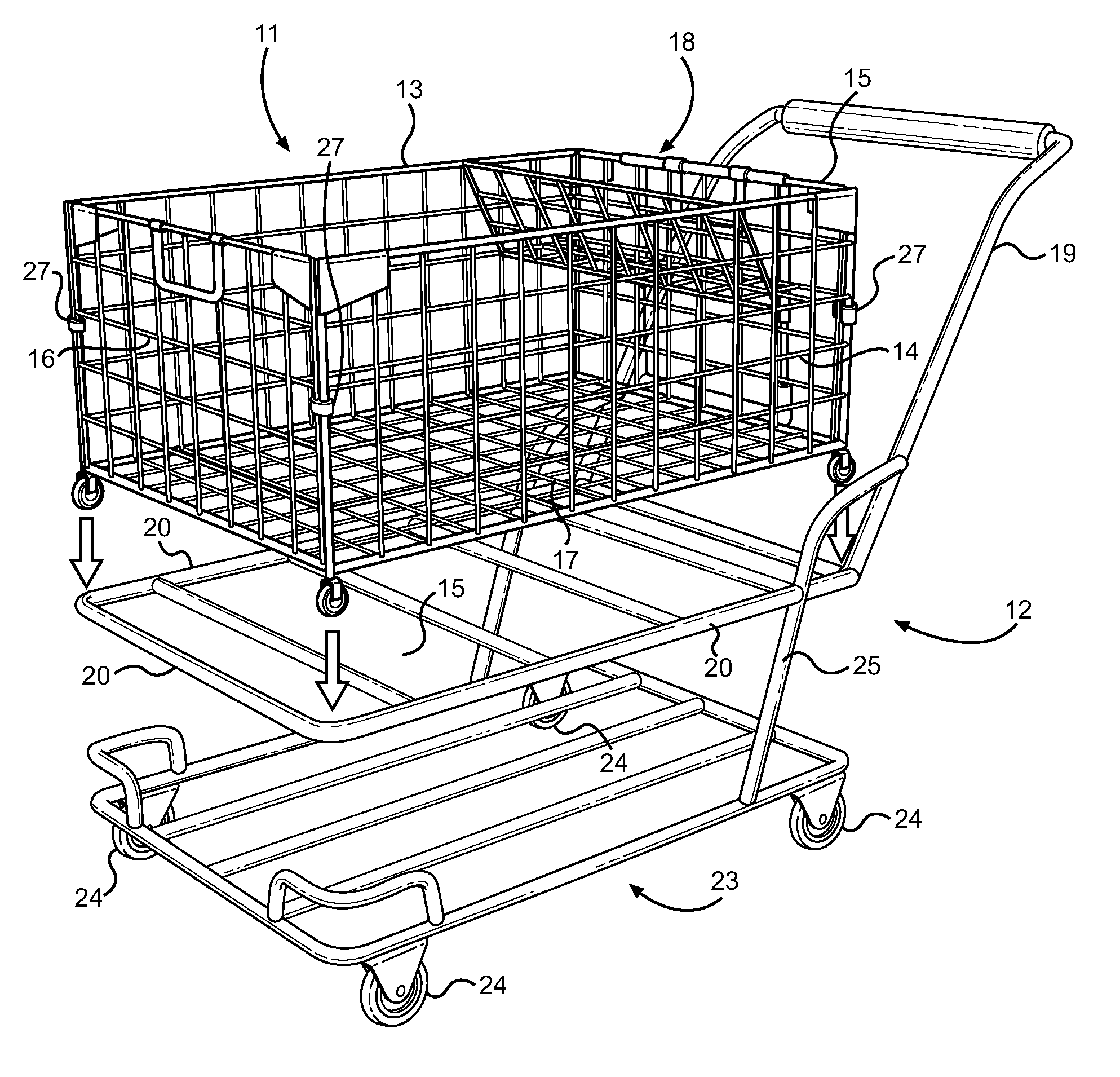 Wheeled Personal Grocery Basket and Cart System