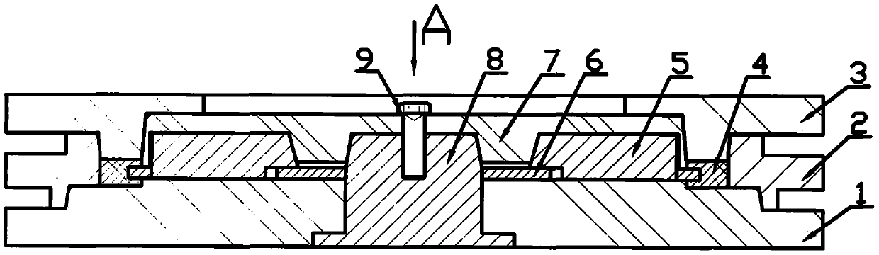 Machining device for compounding metal hollowed-out framework and high polymer material