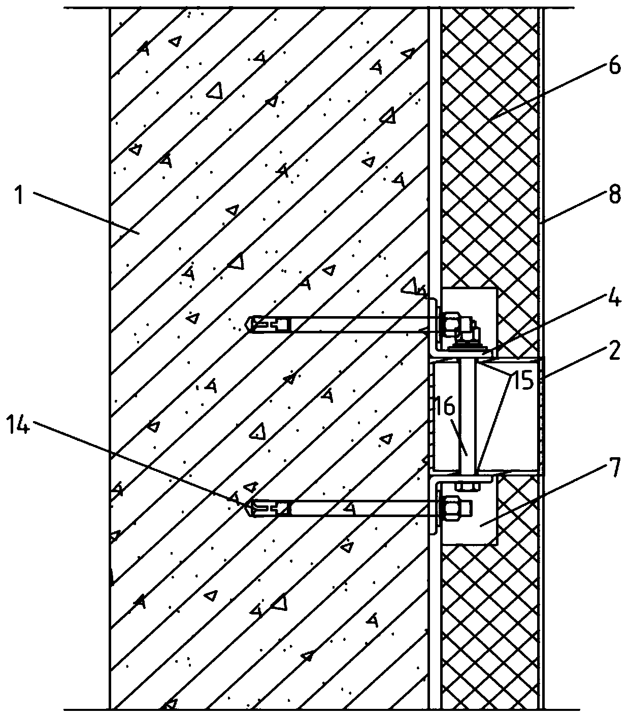 Mounting structure of outer wall rock wool heat preservation integrated plate of high-rise housing and construction method