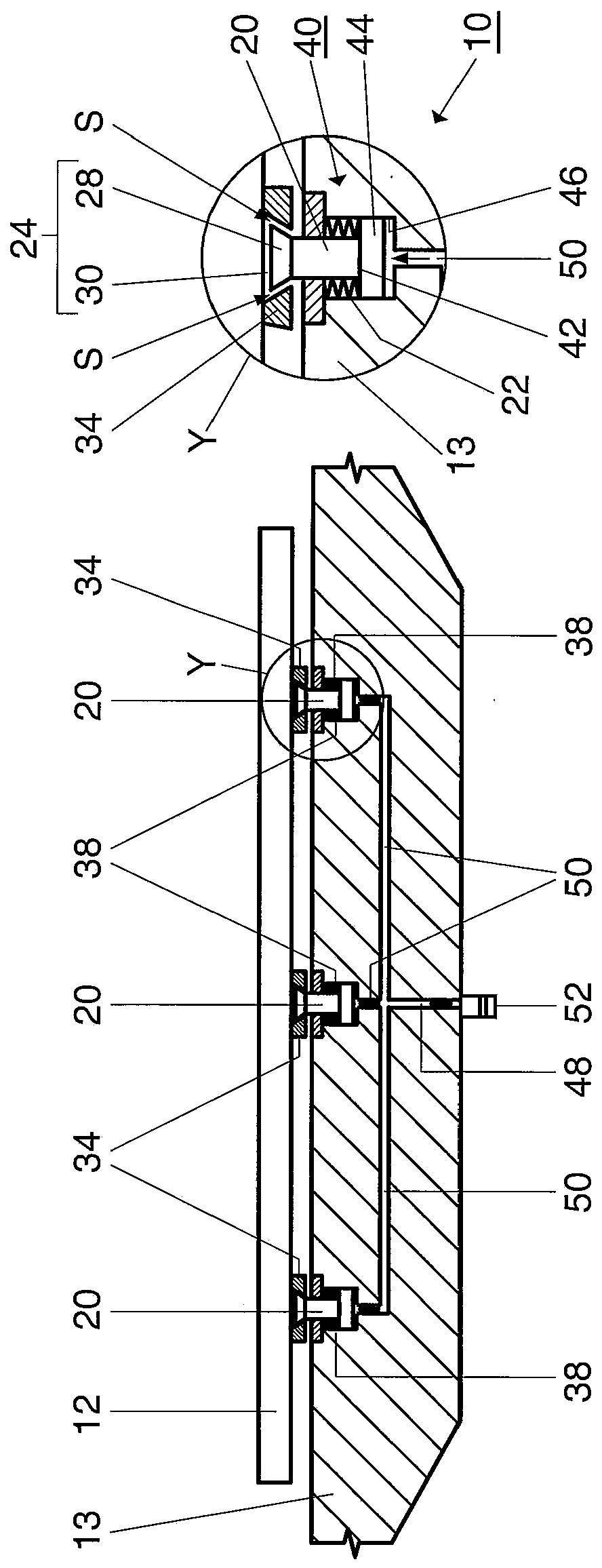 Clamping system for fastening a cooling unit to an encircling supporting element of a caterpillar-type casting machine, and method for fastening/releasing a cooling unit to/from an encircling supporting element of a caterpillar-type casting machine