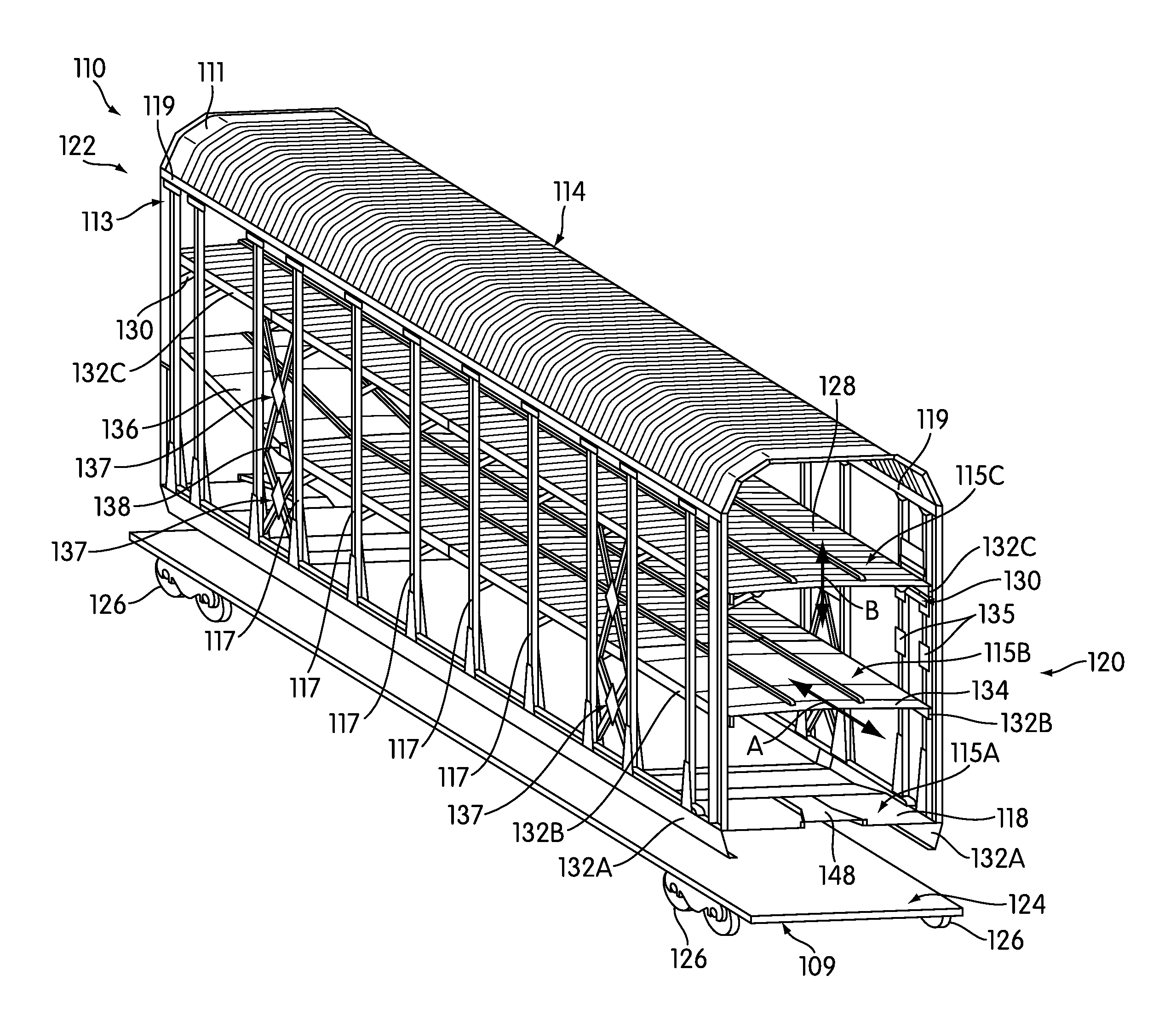Convertible structure for rail car