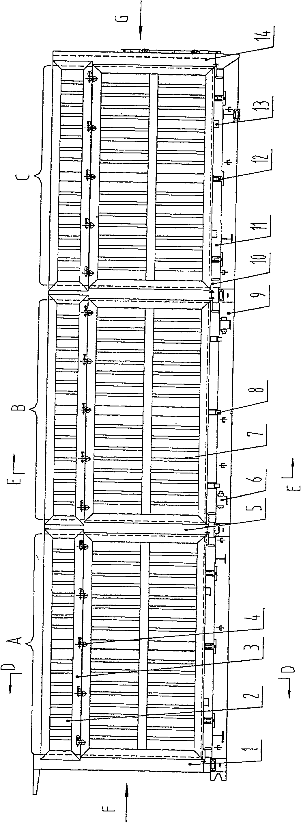 Self-discharging goods case of side-turn bottom board