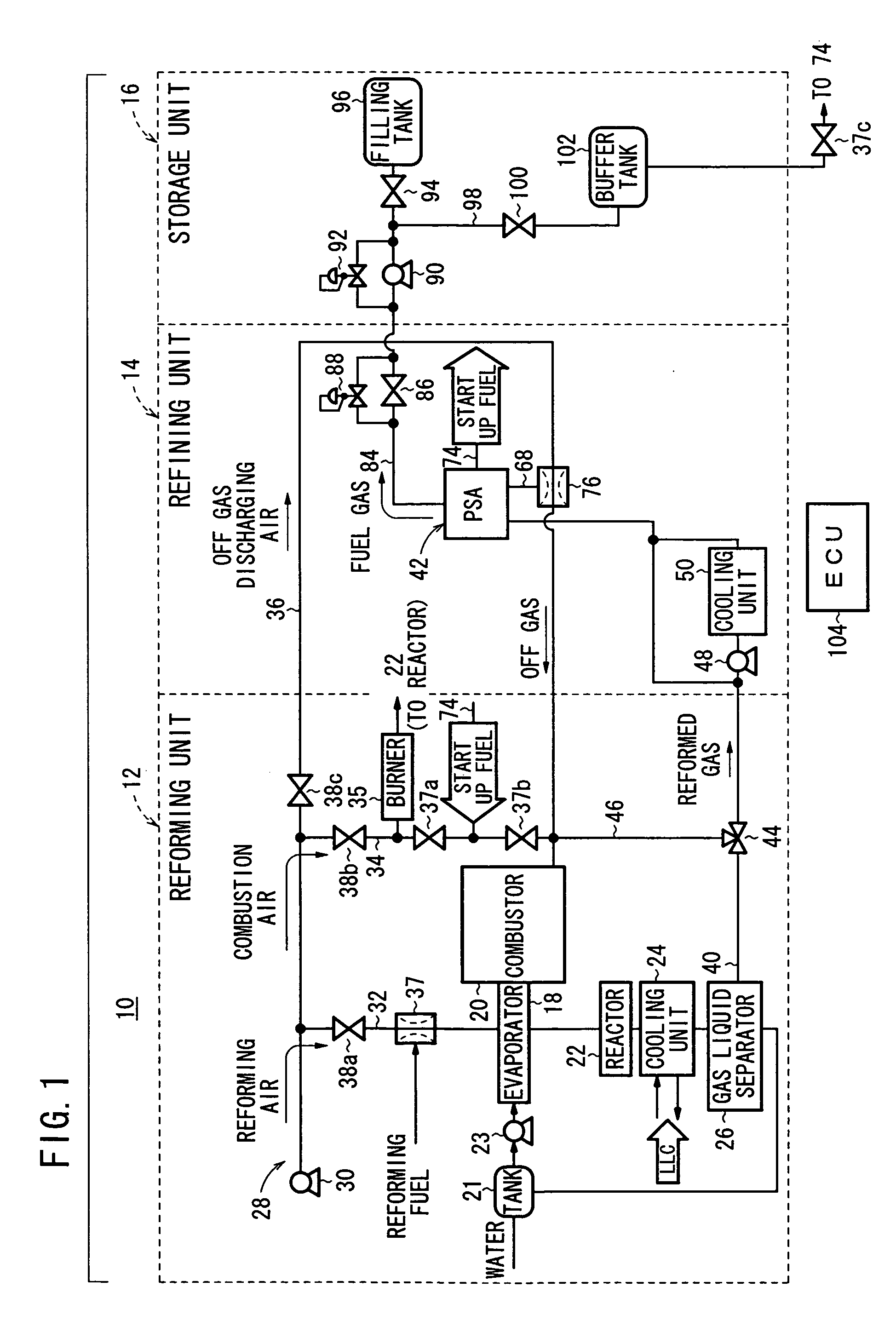 Fuel gas production apparatus and method of starting operation of fuel gas production apparatus