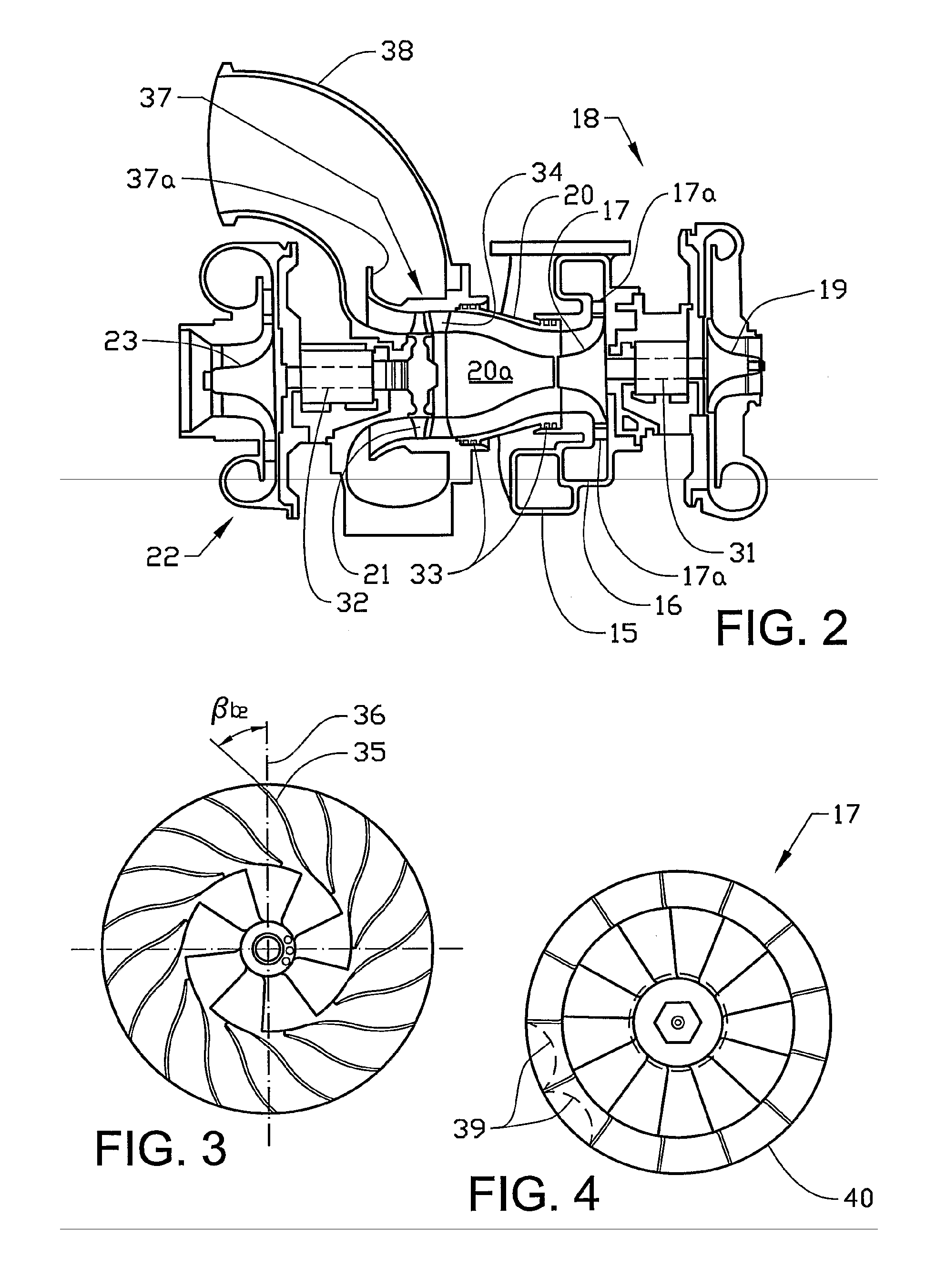Turbochanger system for internal combustion engine comprising two compressor stages of the radial type provided with compressor wheels having backswept blades