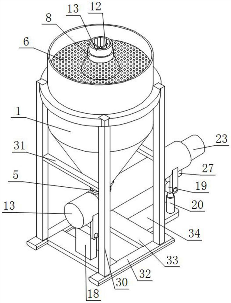 Material channeling prevention device of small powder hopper for producing dry-mixed mortar