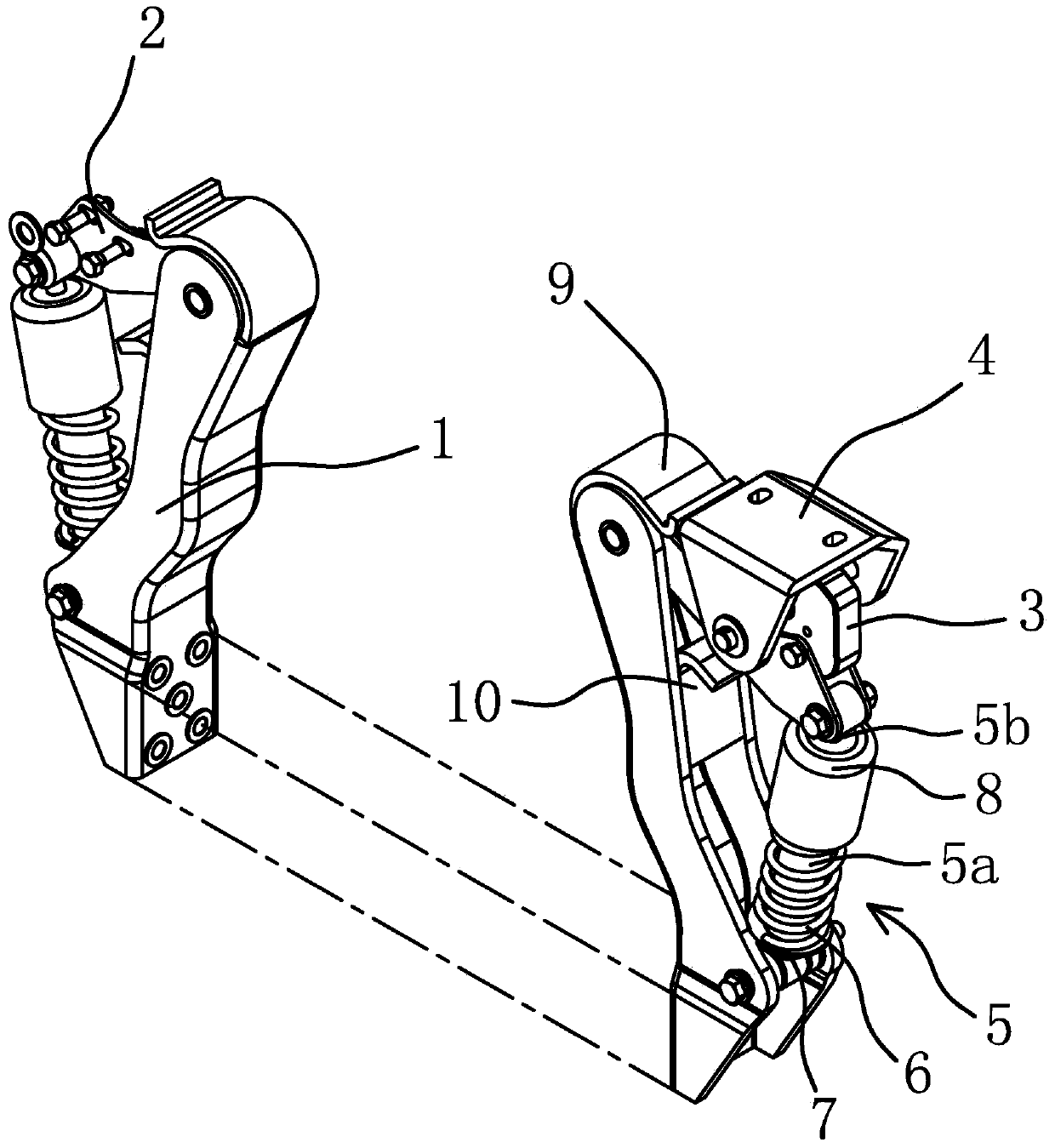 Heavily-loaded vehicle cab rear suspension device