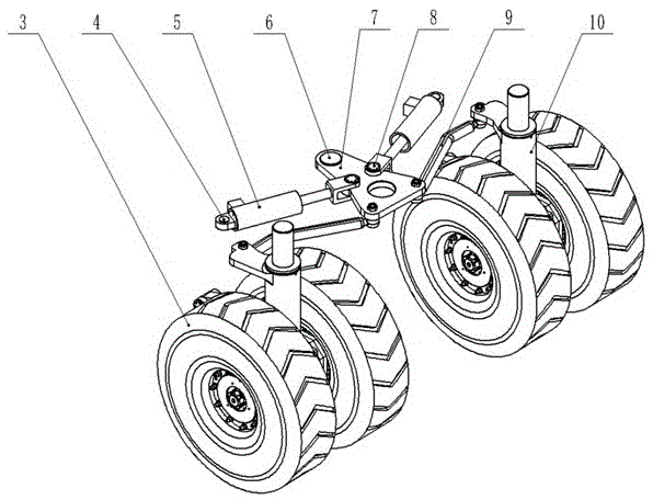 Reversing four-bar linkage wide-angle front-wheel steering system for large coal mine vehicle