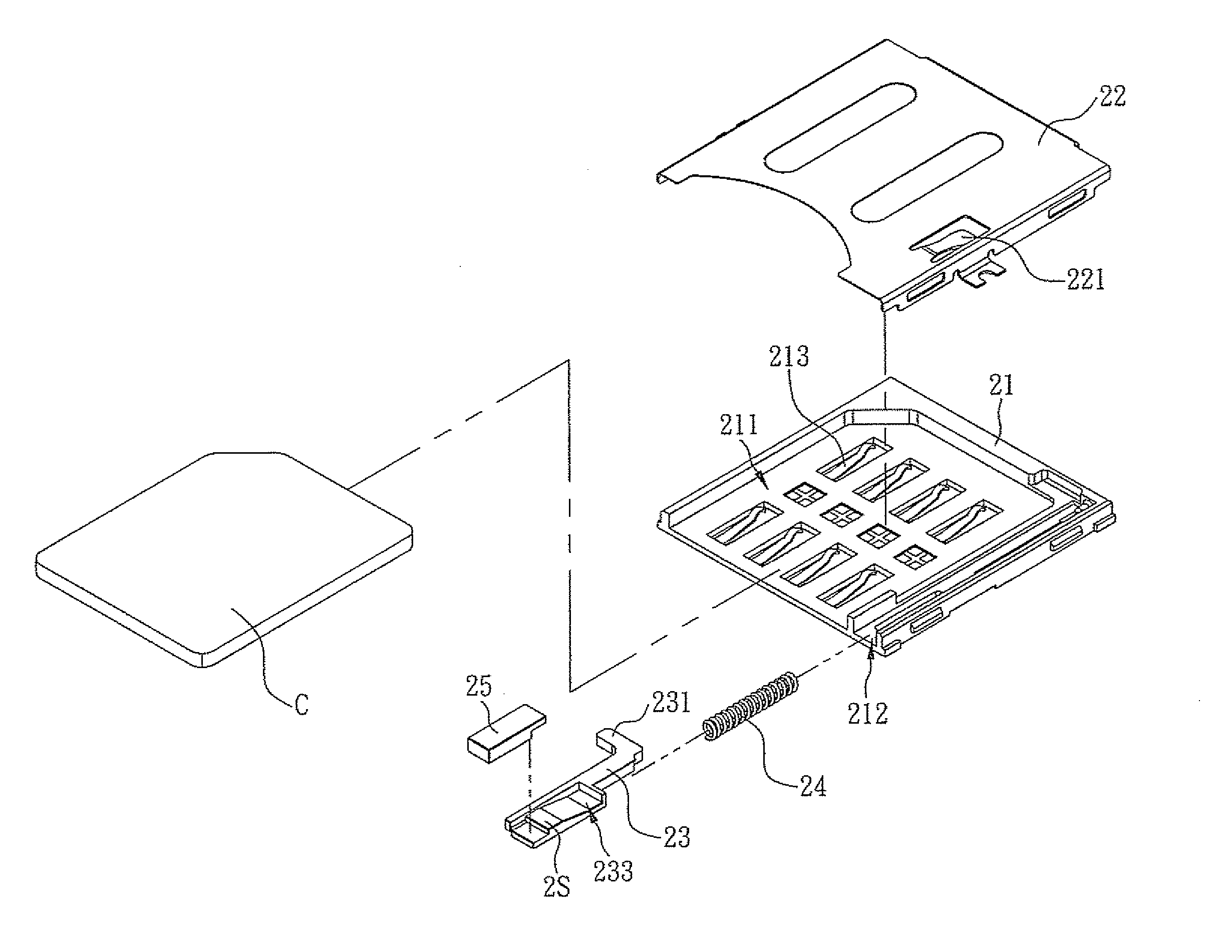 Card insert/eject mechanism having a position-limiting plate engaging a sliding block
