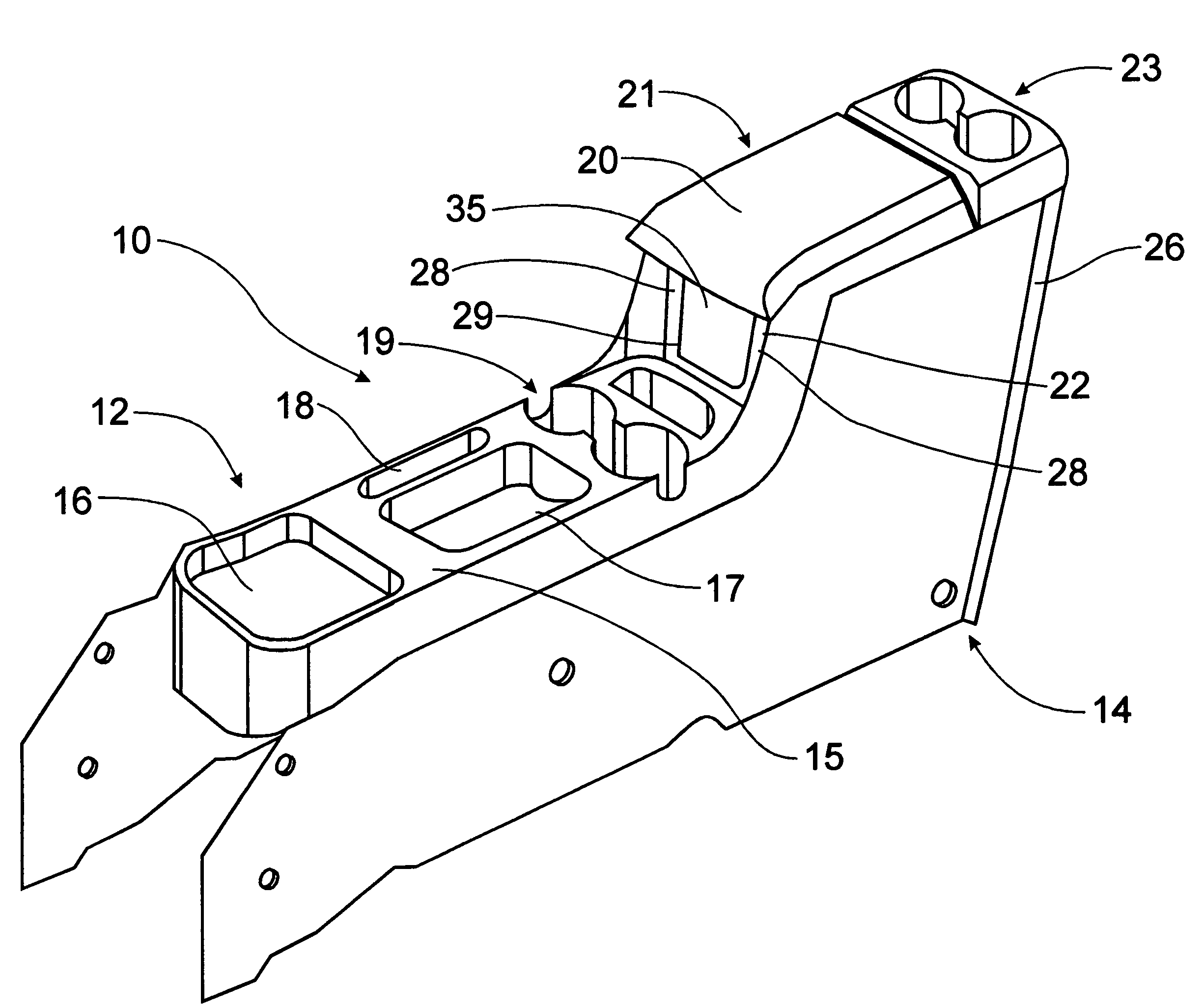 Automotive center console with open front face