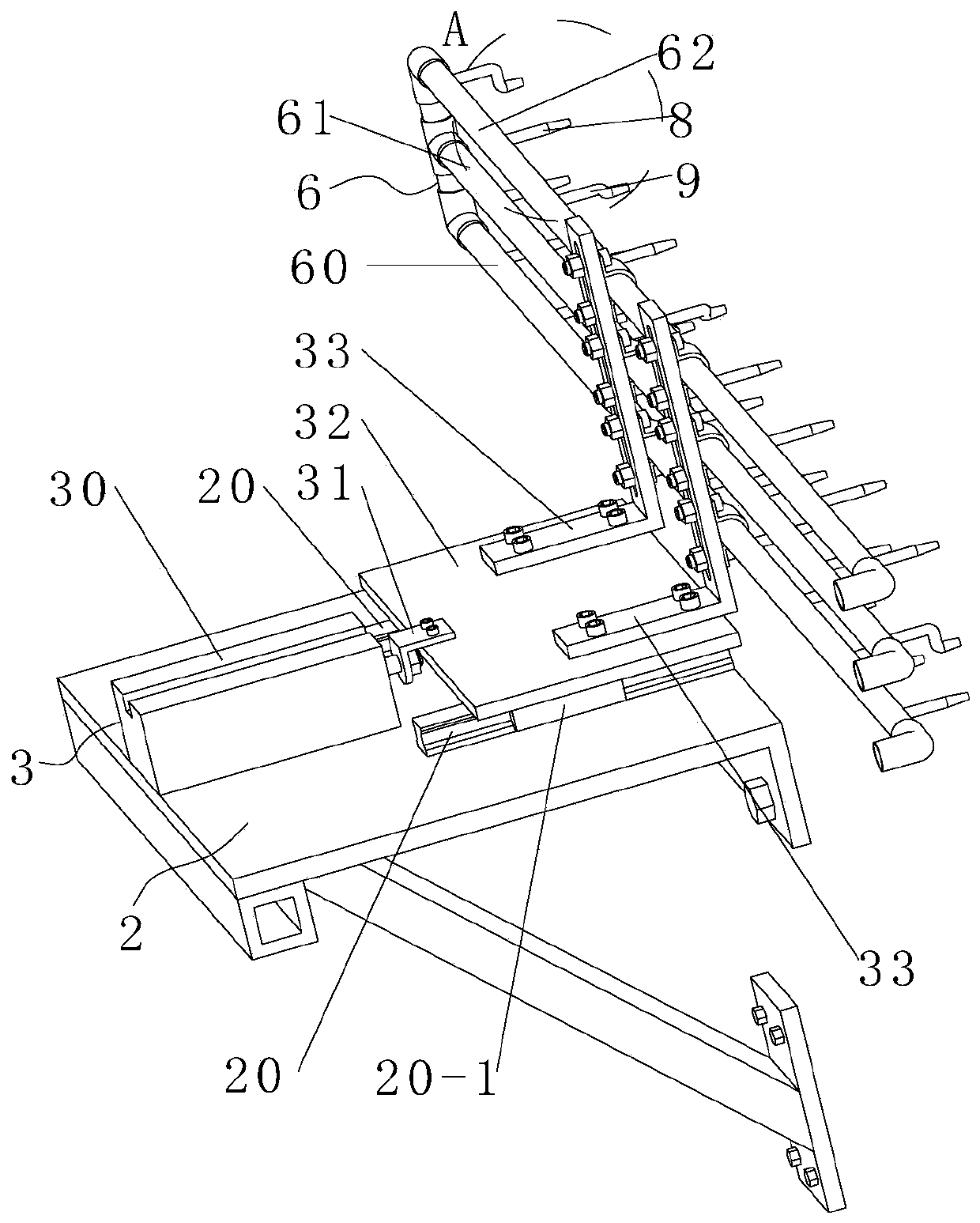 Device for purging tapping scrap iron on engine cylinder head production line
