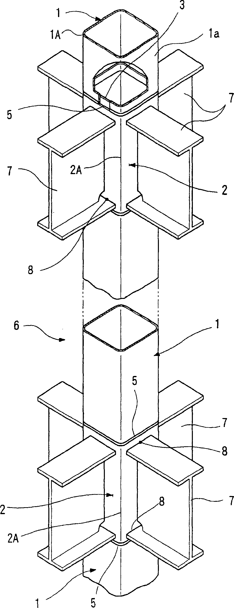 A welded joint construction for a steel pipe column