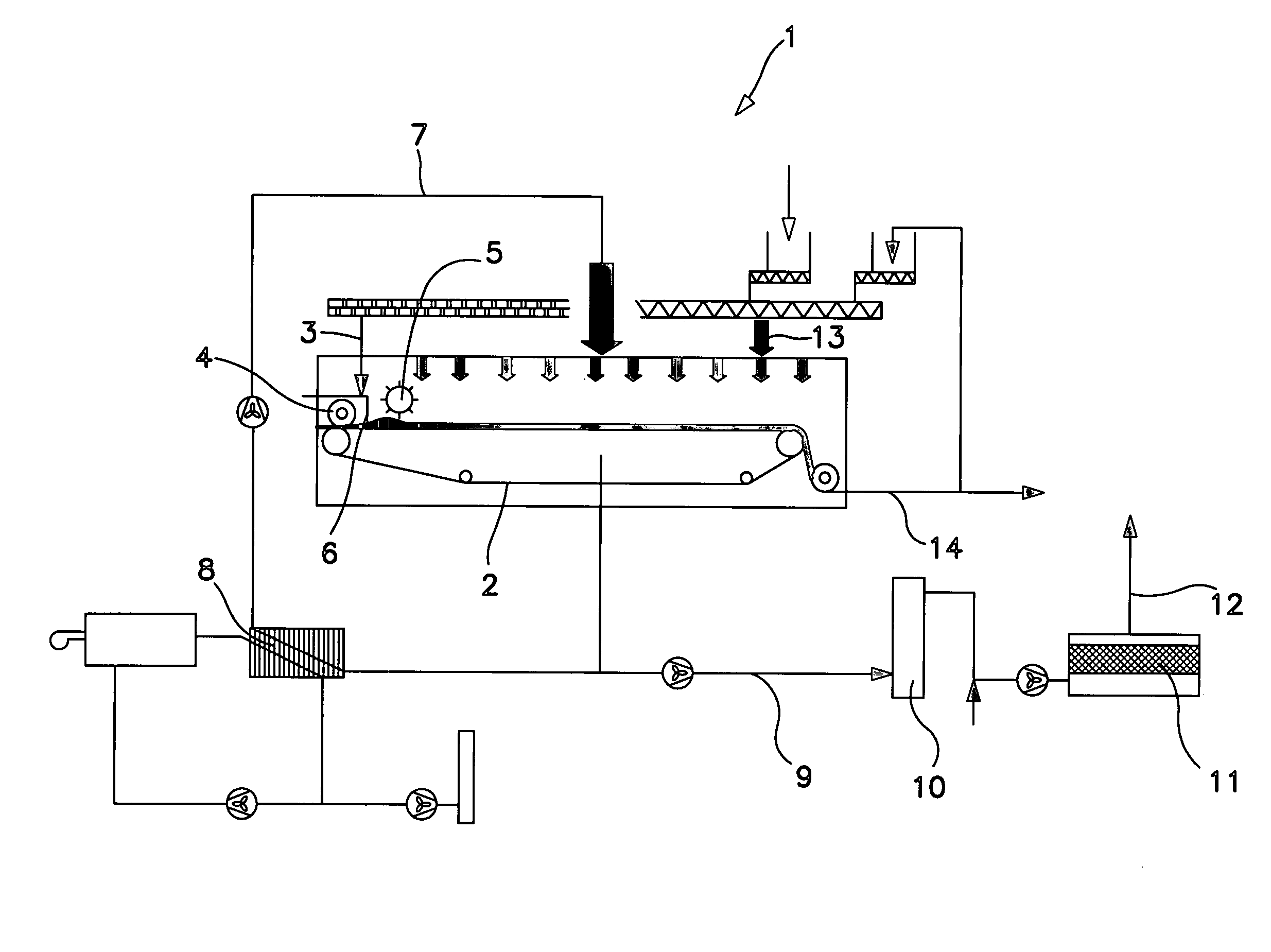 Device for continuous drying of material