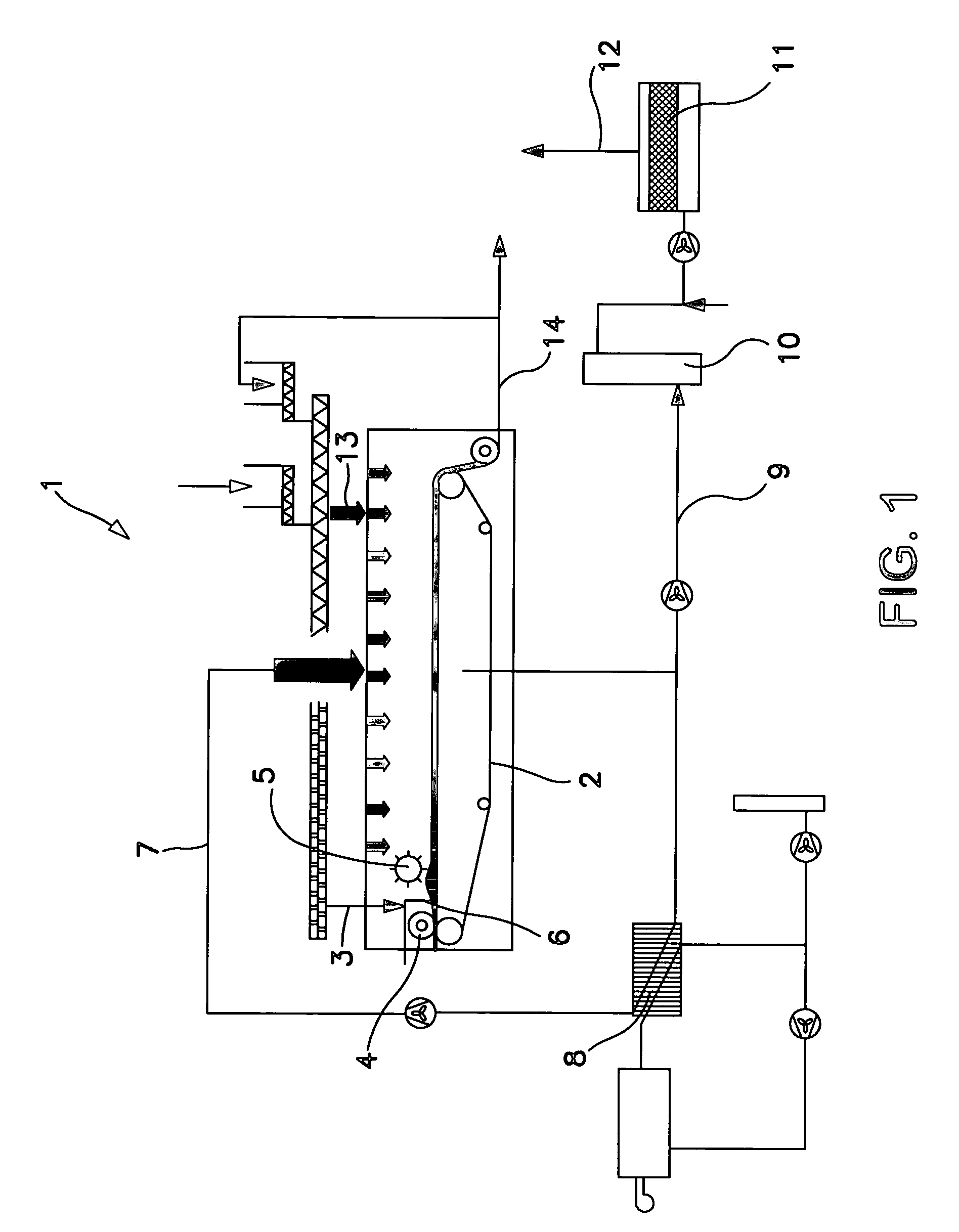 Device for continuous drying of material