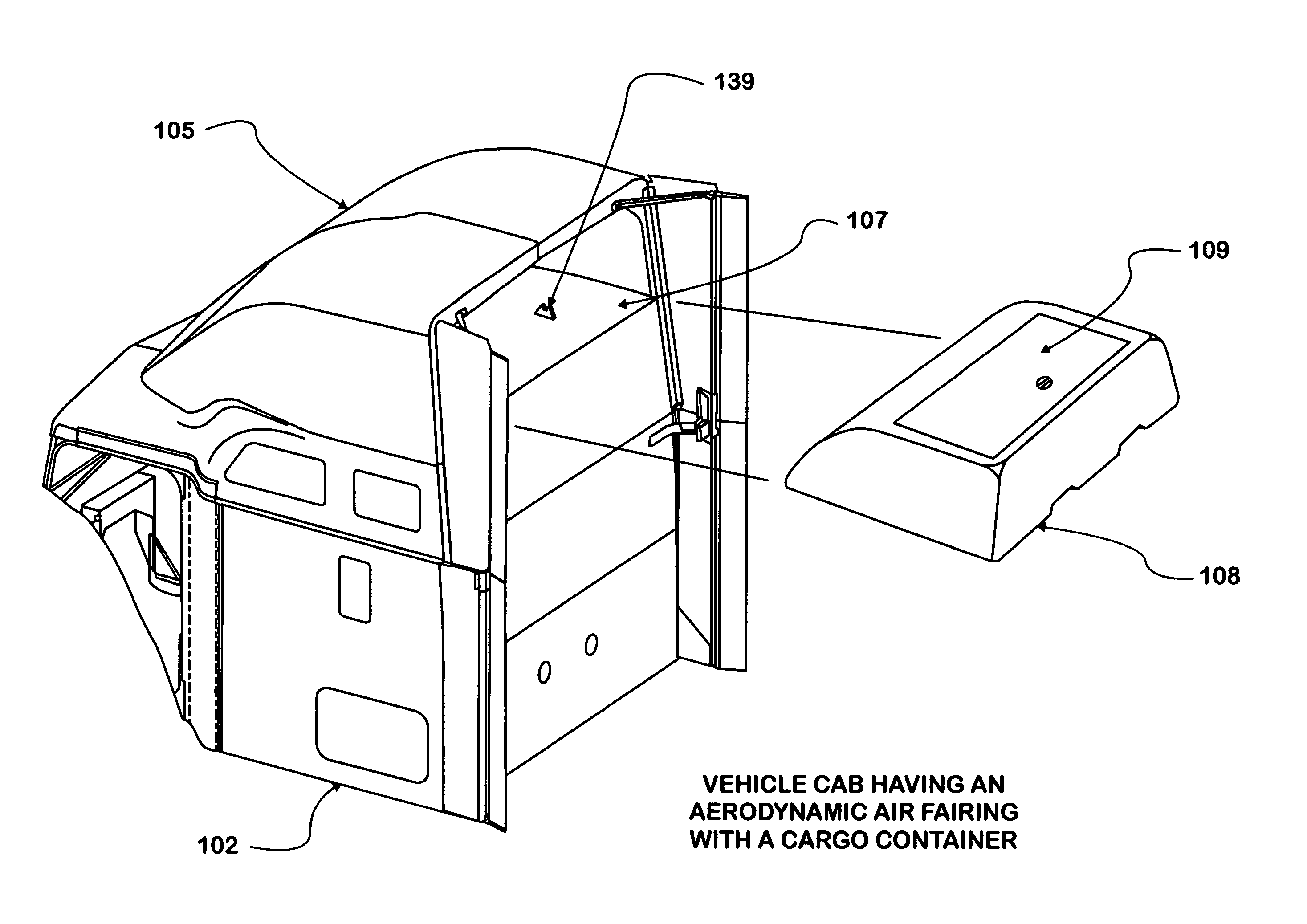 Cab air fairing cargo caddy system