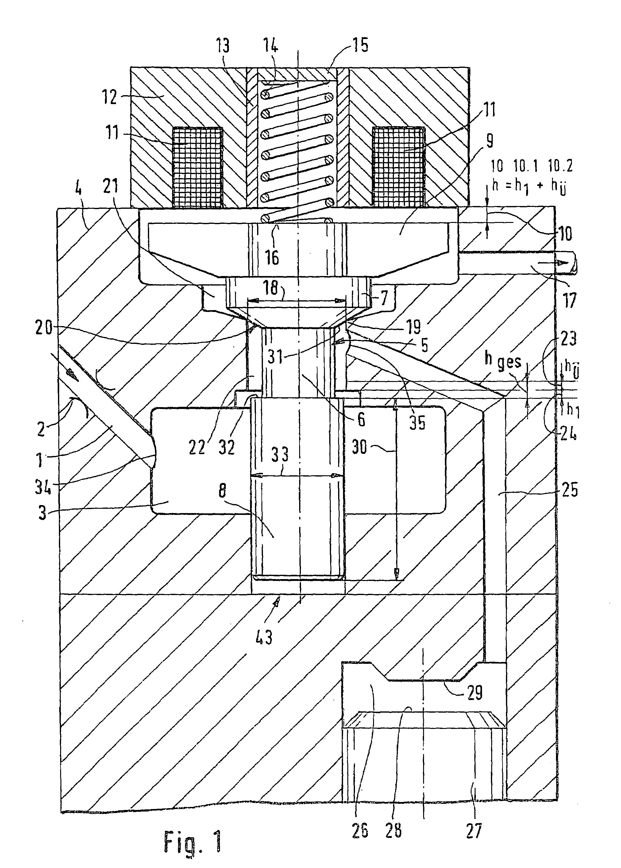 Control element for injectors with switchable nozzle needle