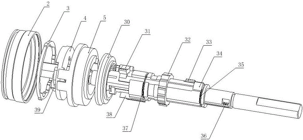 Multi-gear transmission and center wheel pawl installation structure used in same
