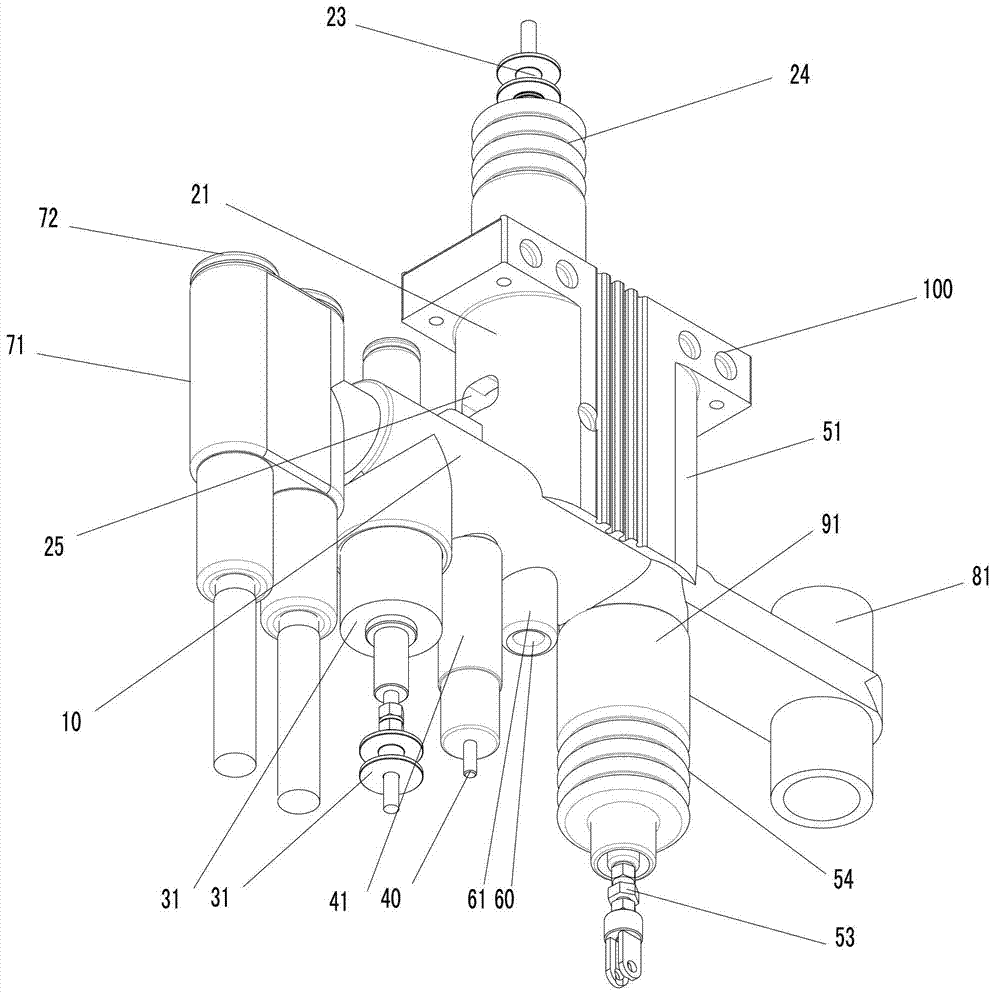 Solid-insulated closing assembly for high-voltage alternating-current vacuum switch cabinet