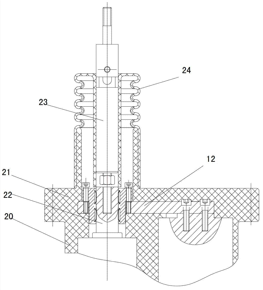 Solid-insulated closing assembly for high-voltage alternating-current vacuum switch cabinet