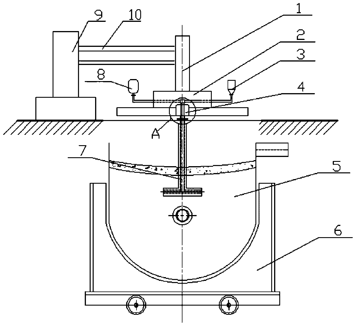 A kind of molten steel alloying device and alloying method of rotating injection powder