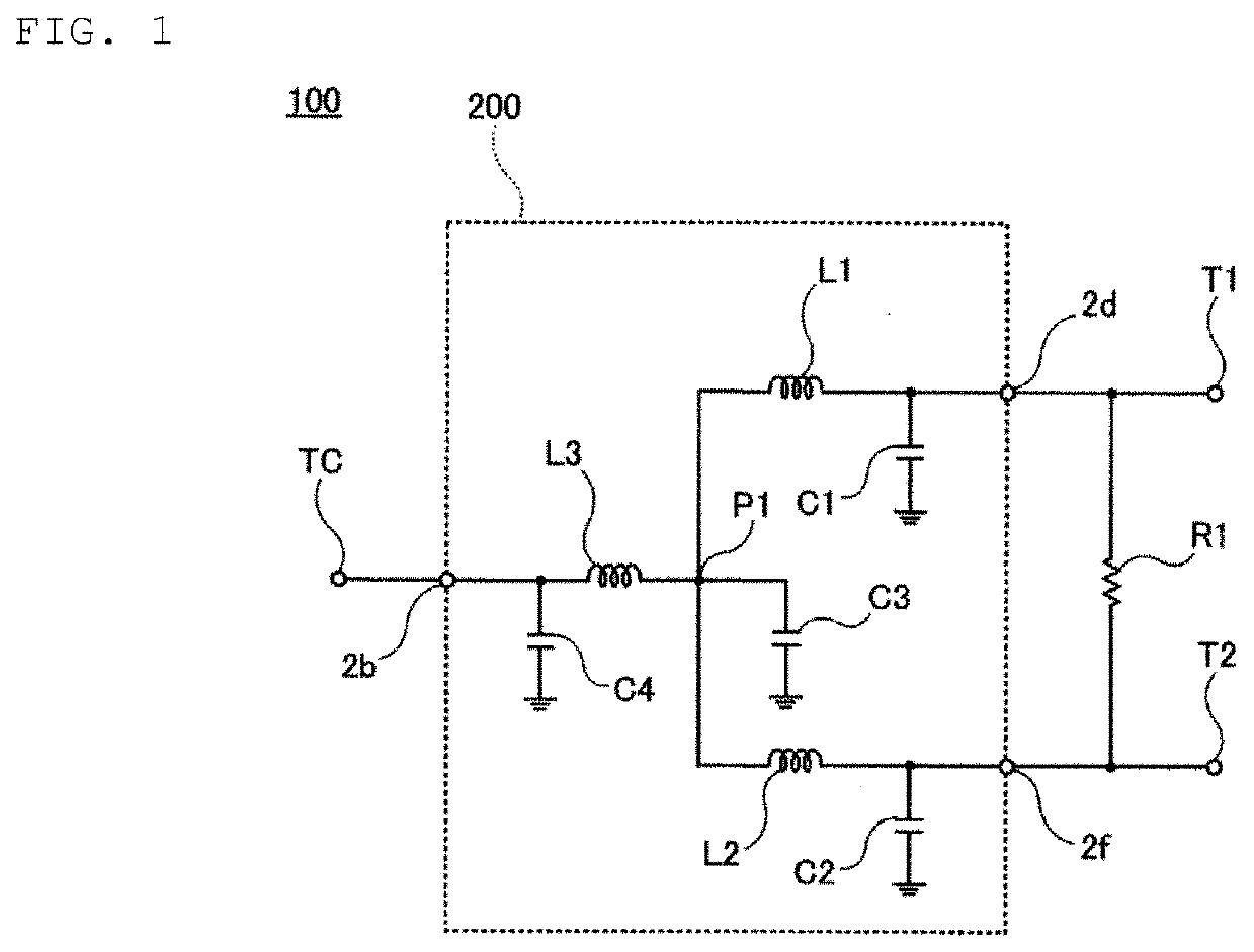 Power distribution/coupling circuit and power distribution/coupling component