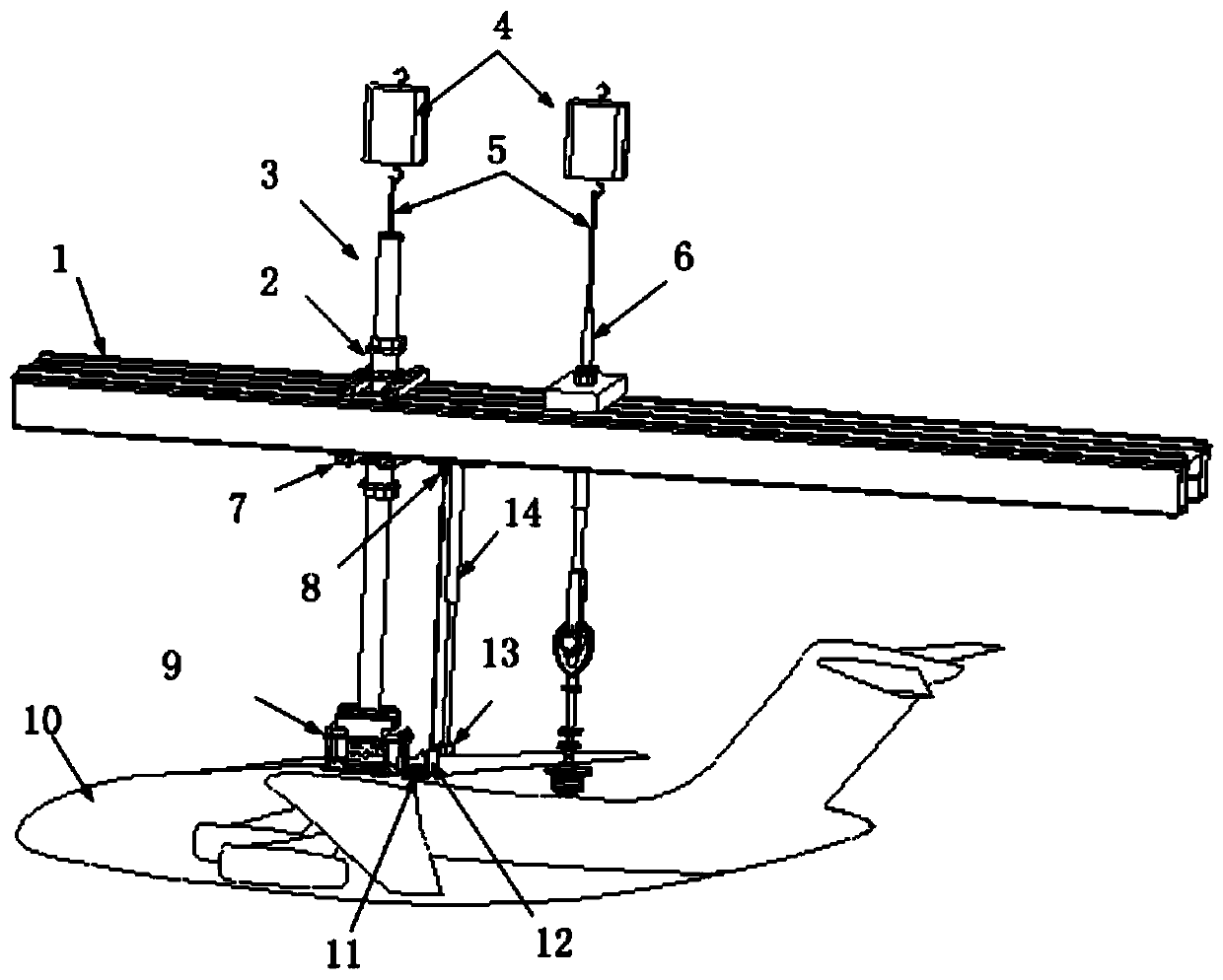 Aerodynamic lift resistance test device with controllable and adjustable pitch angle of airplane model