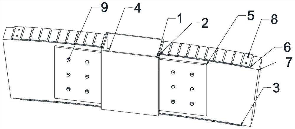 A kind of curved wood member chain plate type steel plywood connection node and node construction method