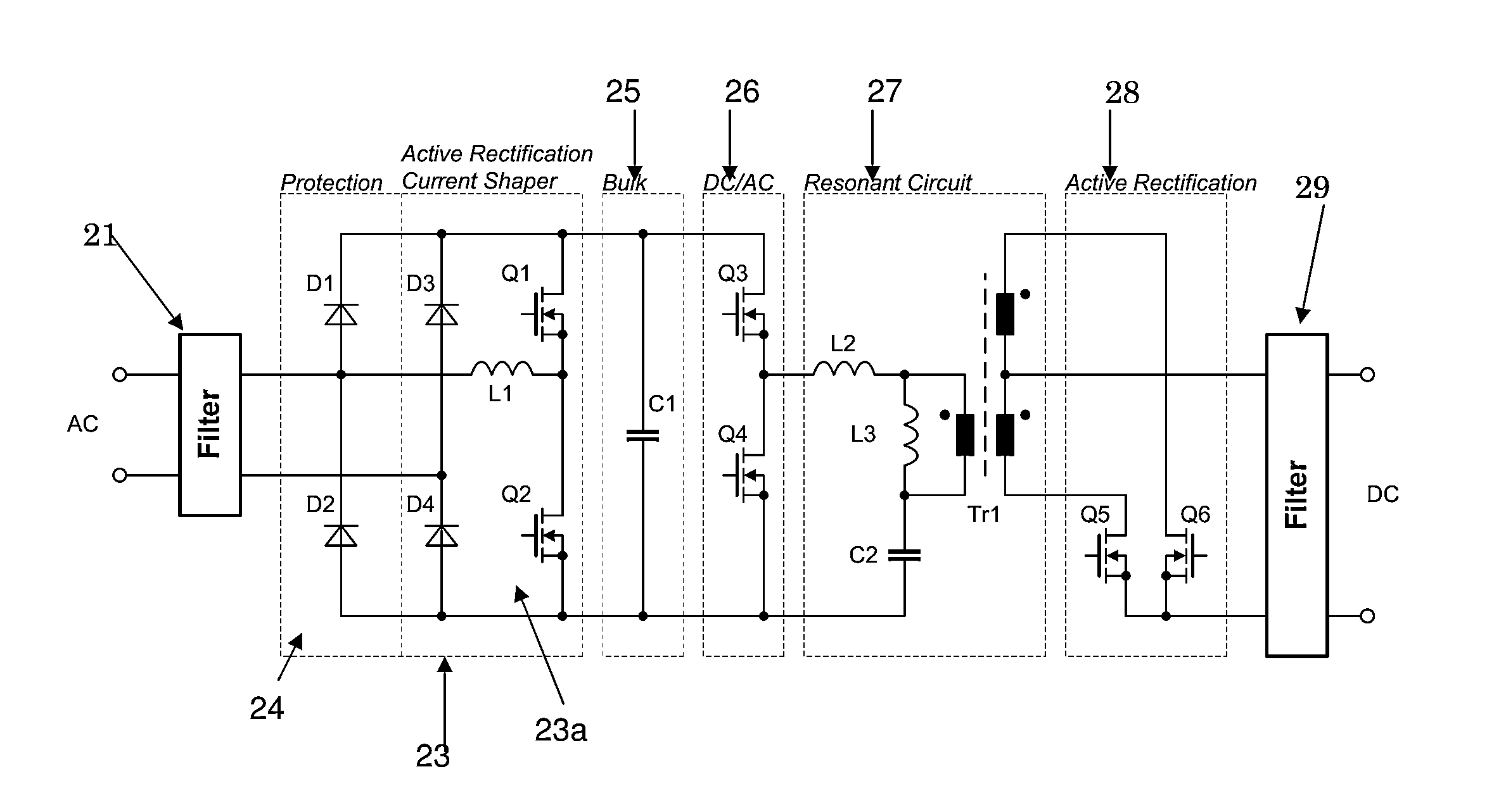AC/DC power converter with active rectification and input current shaping