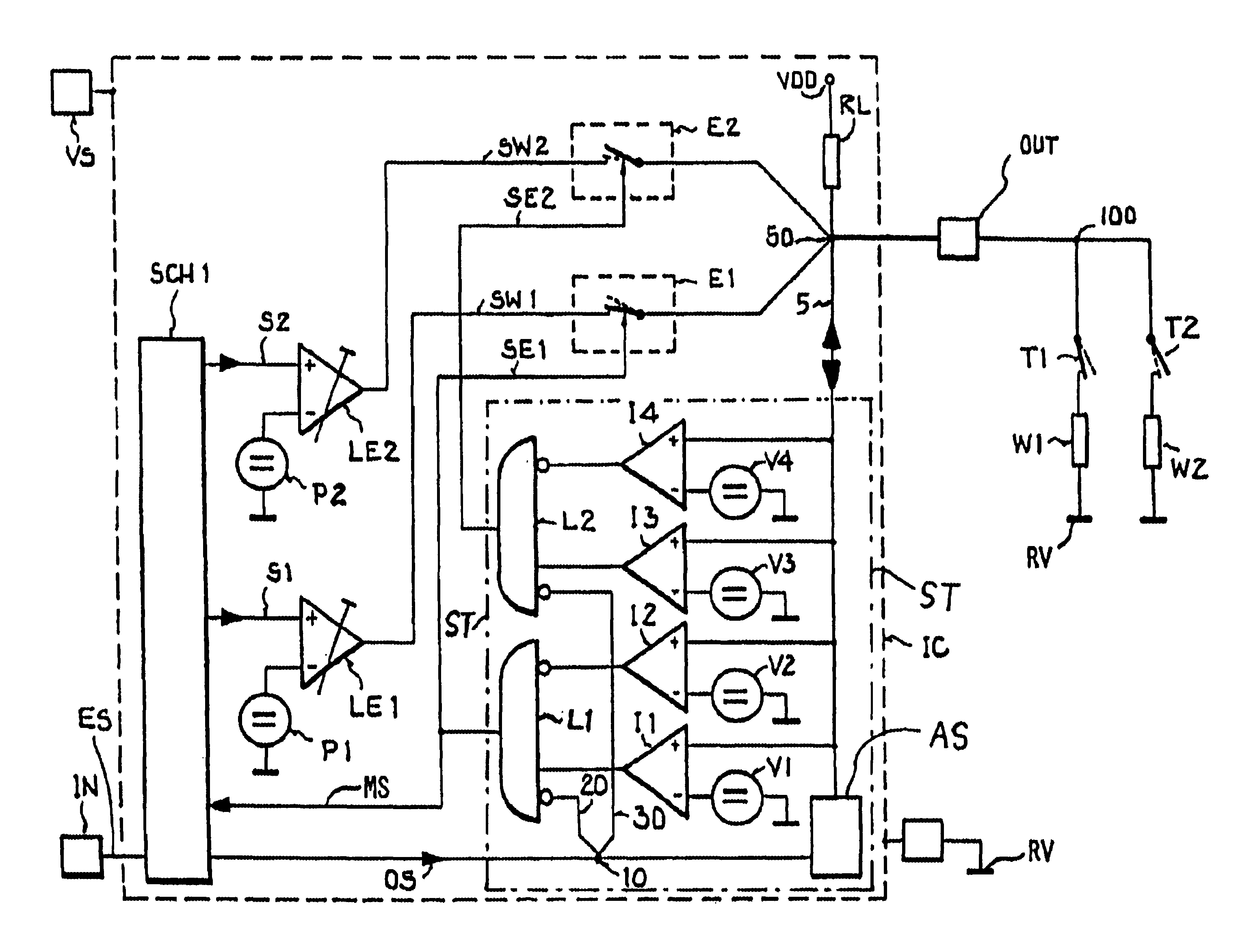Integrated circuit that can be externally tested through a normal signal output pin