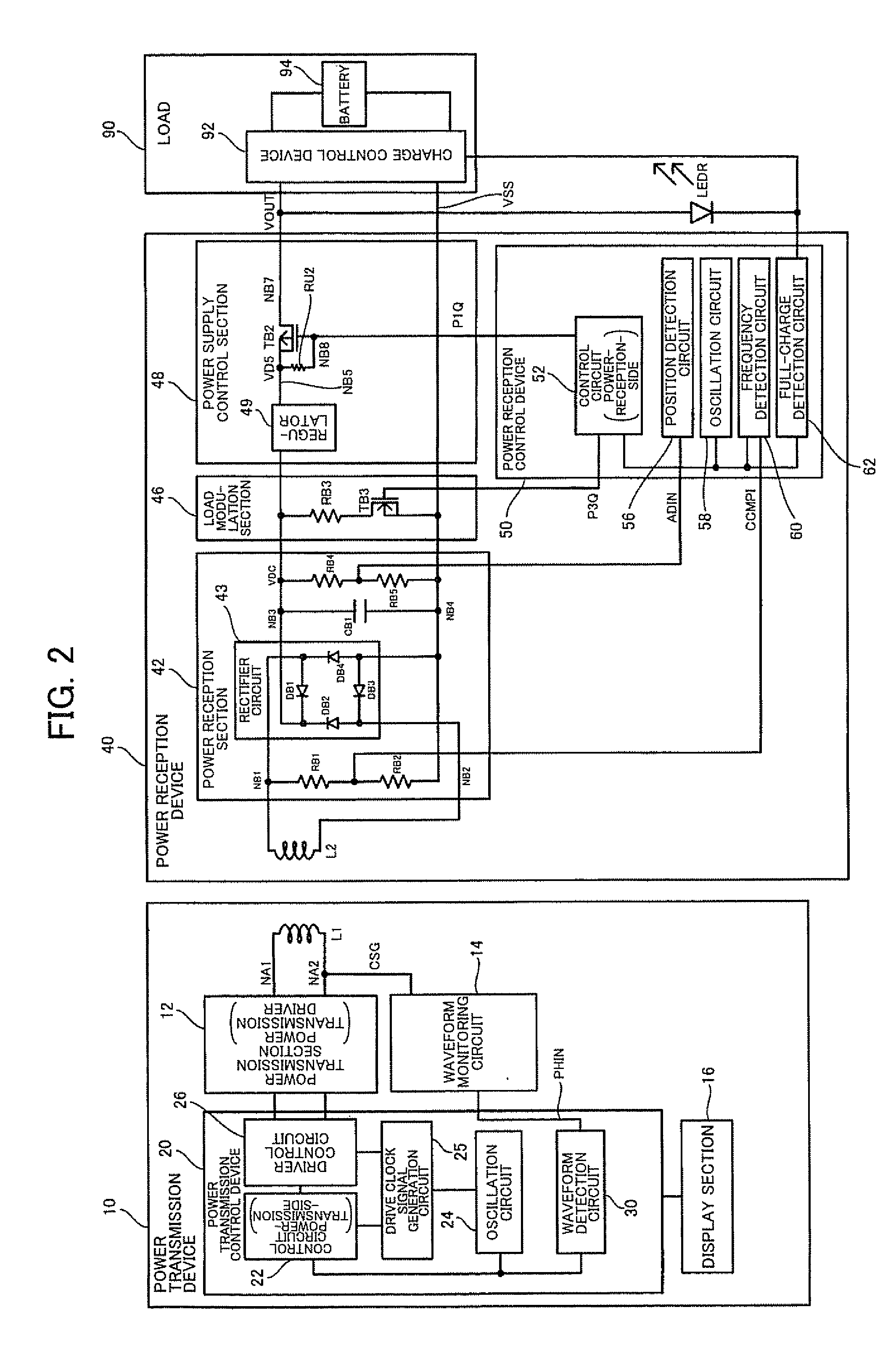 Power transmission device, electronic instrument, and waveform monitoring circuit