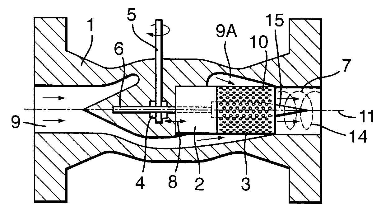 Throttling Valve and Method for Enlarging Liquid Droplet Sizes in the Throttled Fluid Stream