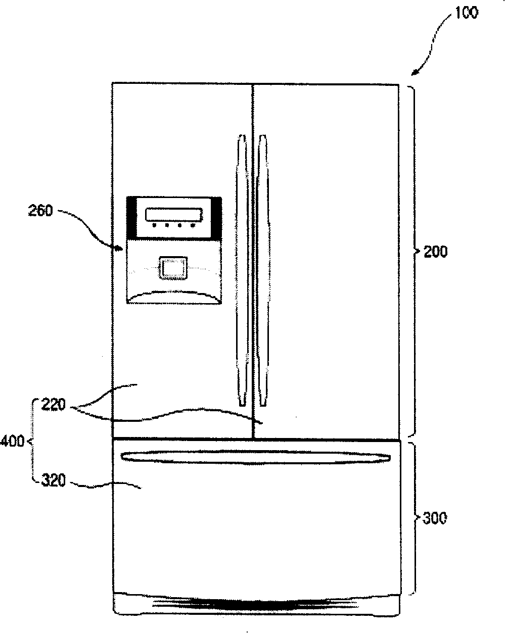 Pipe guiding arrangement structure of refrigerator door