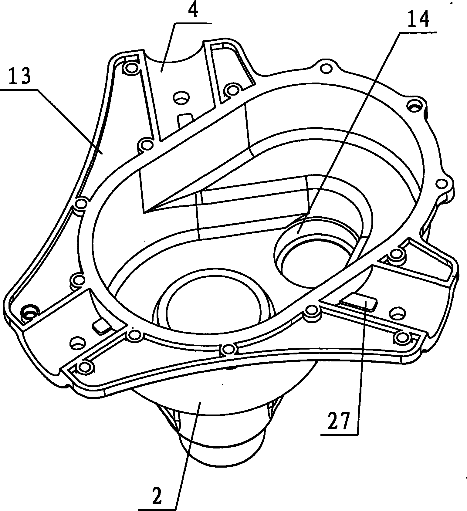 Reduction box of aerator and impeller type aerator provided with reduction box