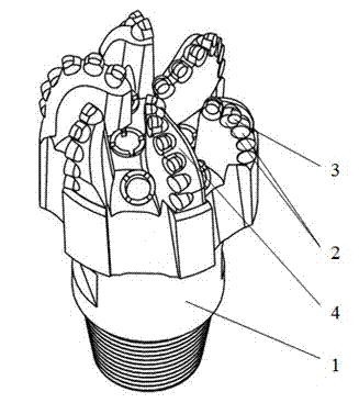 Fixed cutting-tooth drilling bit