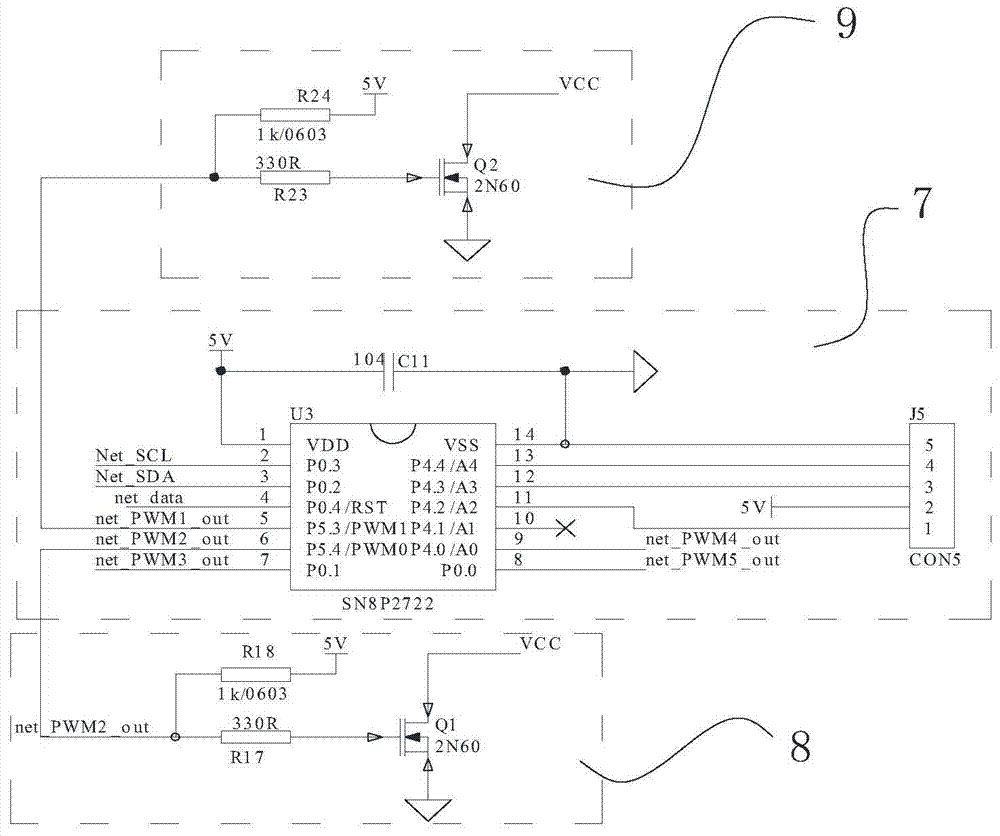 LED dimming and color adjusting circuit