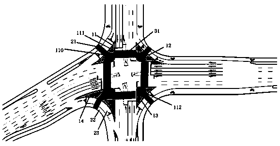 Planar intersection canalization traffic system