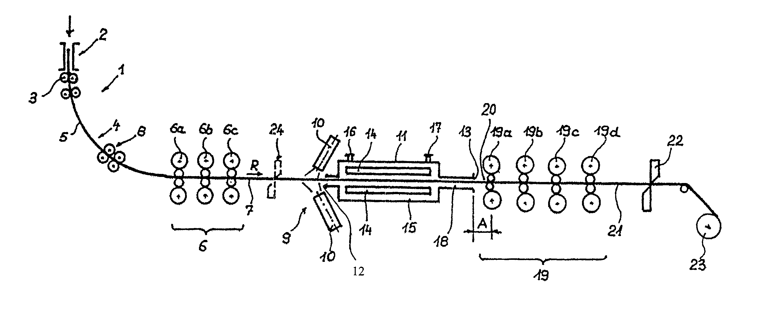 Method for the production of hot-rolled steel strip and combined casting and rolling plant for carrying out the method