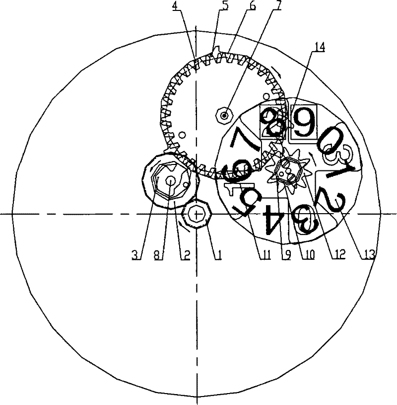 Coaxial big-calendar display mechanism of a watch
