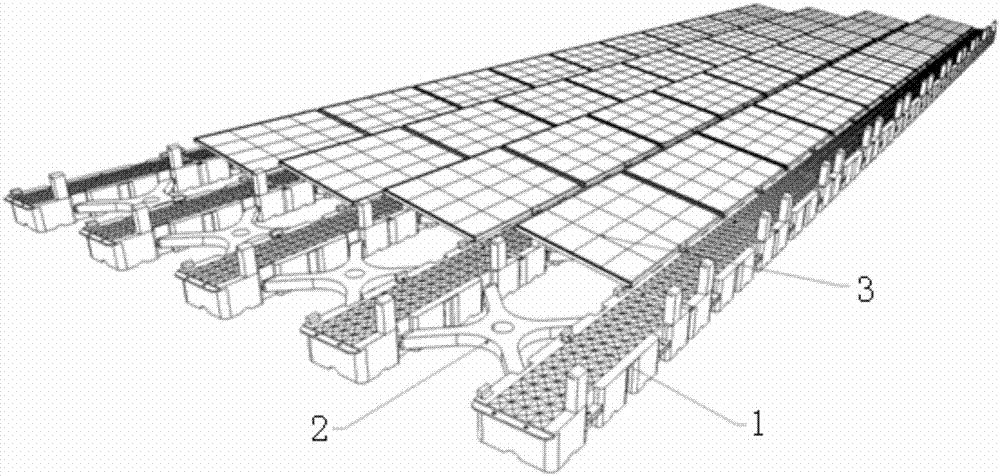 Walkway floating body bridge support component type water surface photovoltaic power generation system and installation method